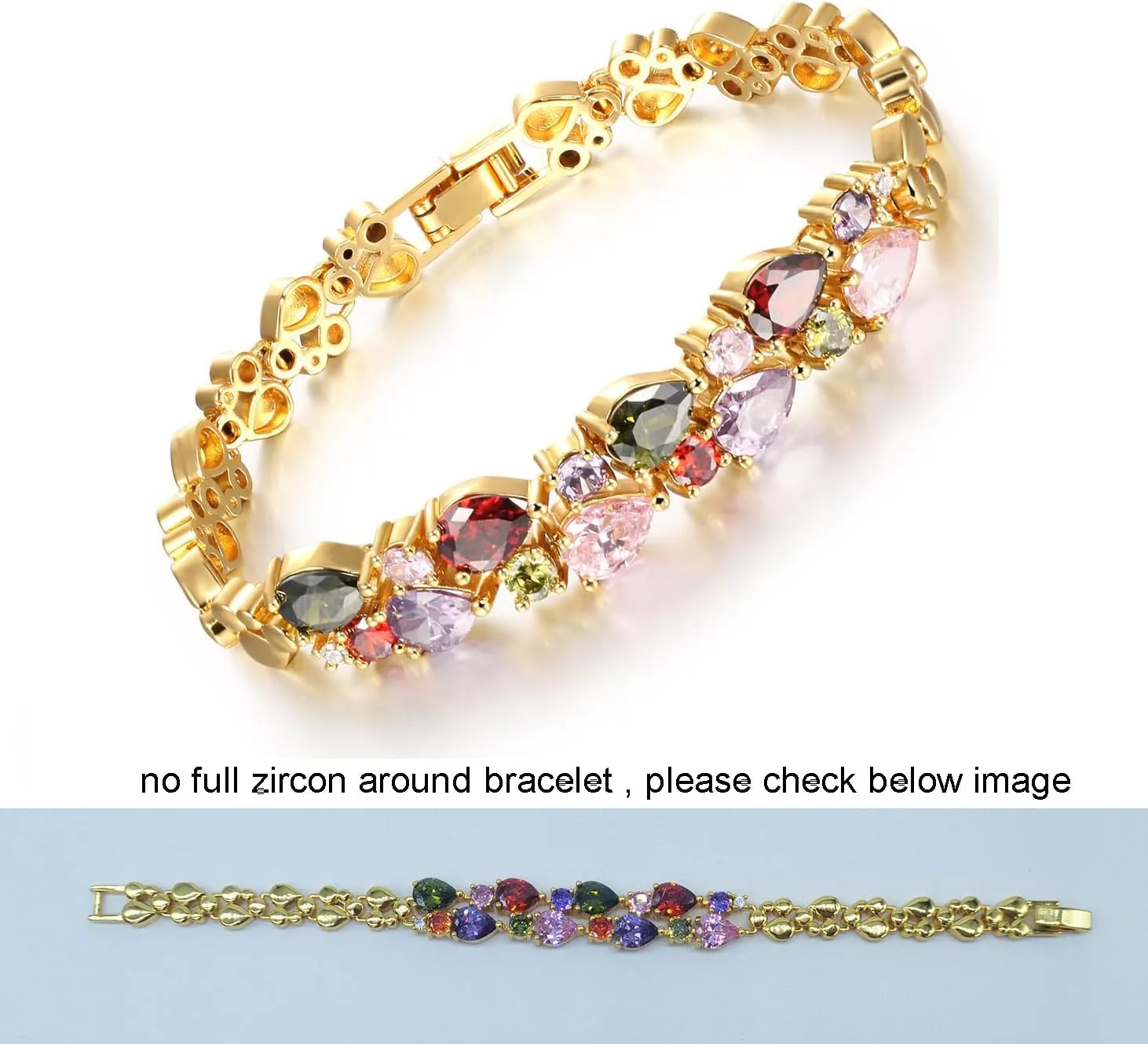 Sparkling ColorFul Zircon Double-layer Copper Gold Plated Colour Crystal Bracelet Beautiful Lovers For Women Birthday Jewelry  Box