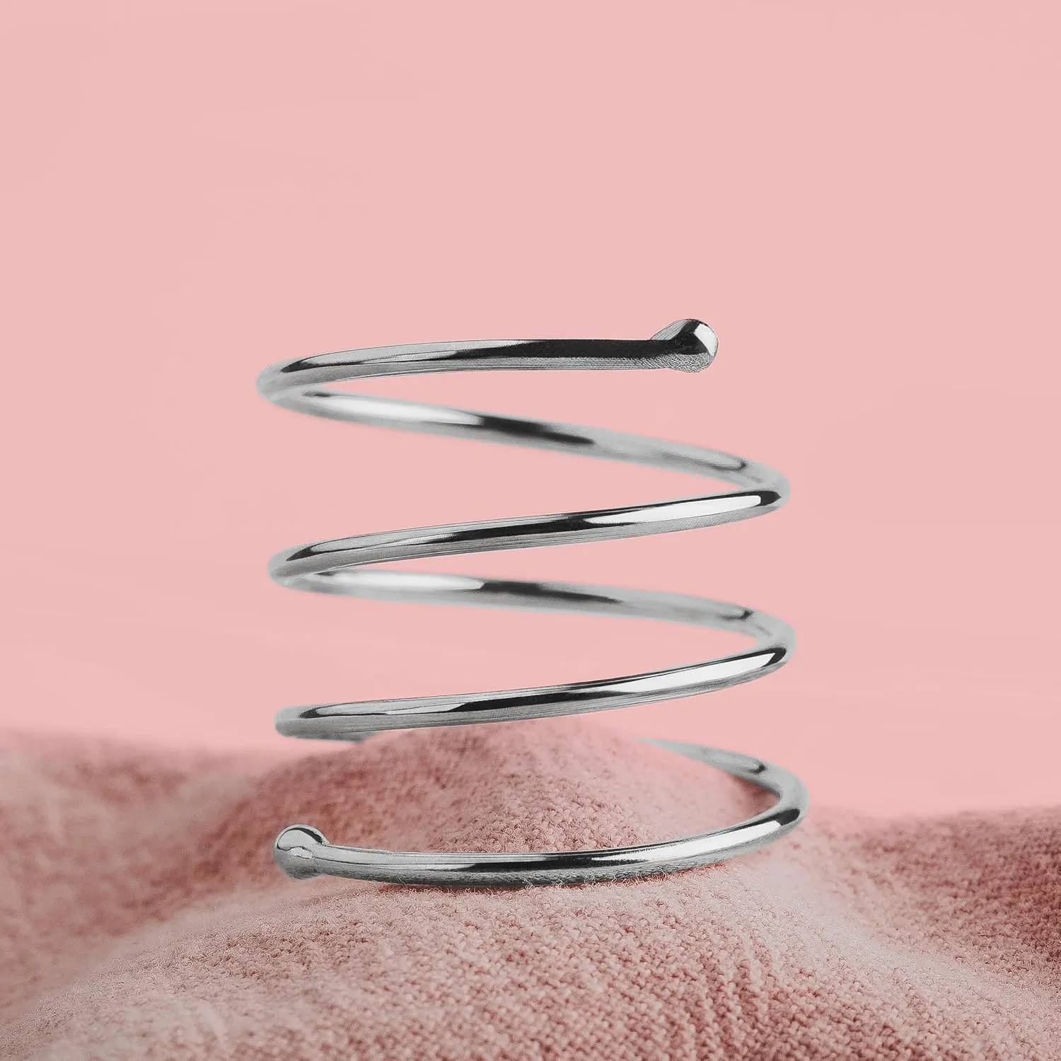 Spiral Bypass Ring | Adjustable Sterling Silver Wrap Around Coil Ring | Jewelry for Women and Girls | Comfort Fit | USA Sizes 4-12 (12)
