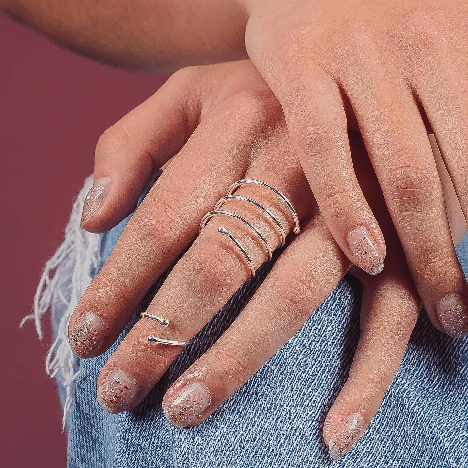 Spiral Bypass Ring | Adjustable Sterling Silver Wrap Around Coil Ring | Jewelry for Women and Girls | Comfort Fit | USA Sizes 4-12 (12)
