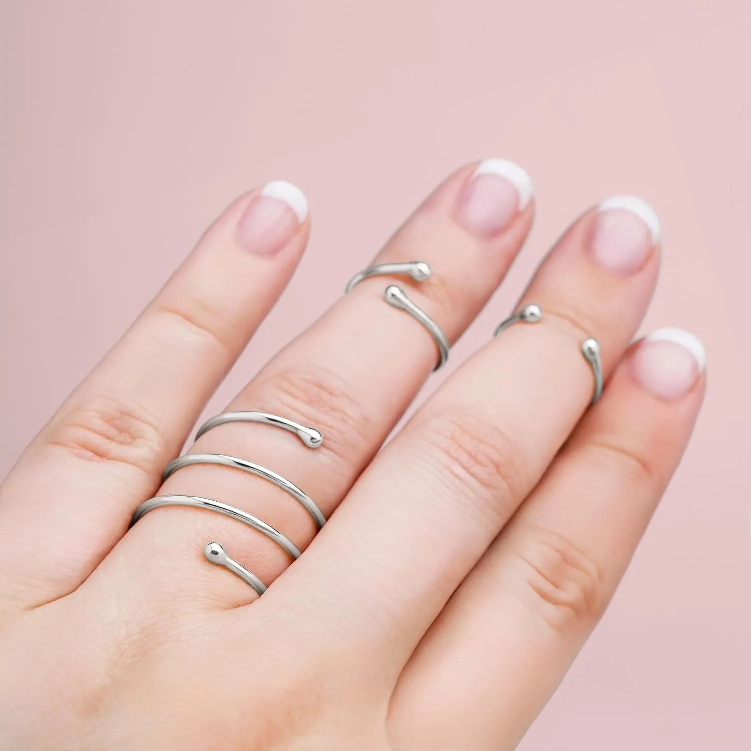 Spiral Bypass Ring | Adjustable Sterling Silver Wrap Around Coil Ring | Jewelry for Women and Girls | Comfort Fit | USA Sizes 4-12 (12)