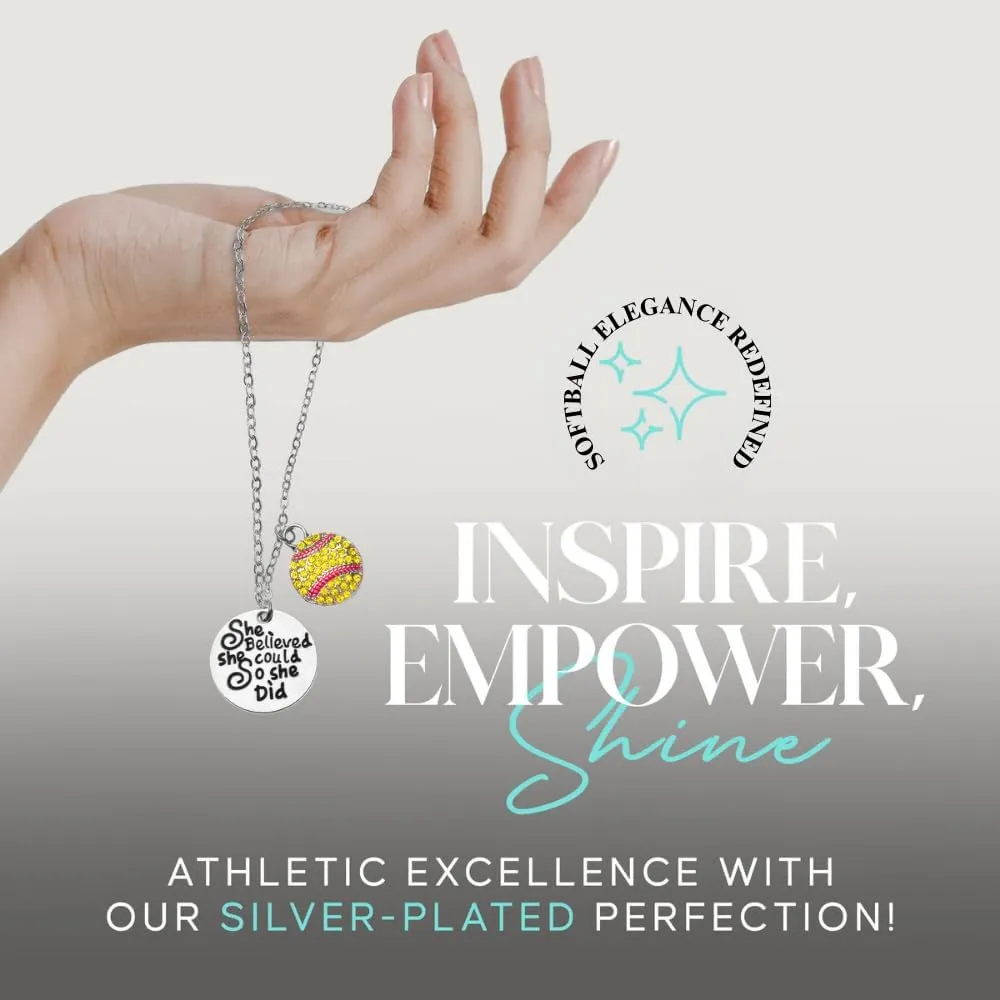 Sportybella Softball Necklace, Softball Jewelry - Pendent Necklace - Softball Player Gifts