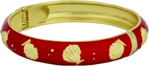Spring Hinge Enamel Seashell Bangle Bracelet