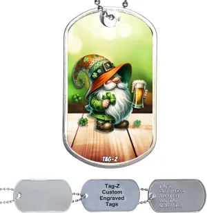 St. Patrick's Day Collection, Shamrocks, I'm Irish Military Dog Tag Necklace, Custom Printed & Personalized