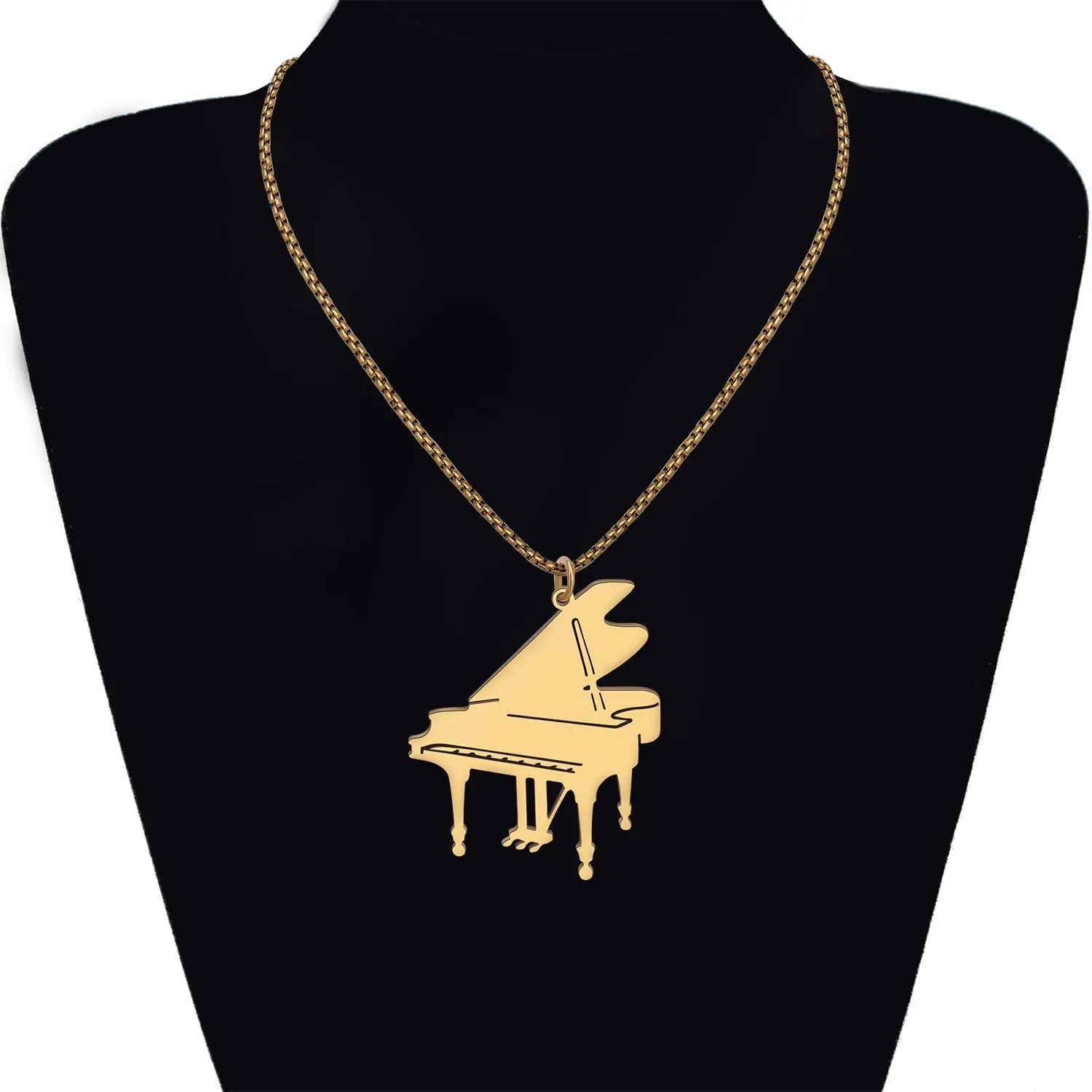 Stainless Steel Dainty Piano Necklace 18K Gold Pendant Musical Instrument Jewelry Gifts for Women Girls Kids Pianist Music Lovers Party Favors