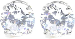 Stainless Steel Round Cut Cubic Zirconia Stud Earrings With Clear Case - Gold, Silver (3mm~12mm)