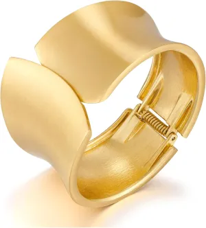 Statement Gold Matte Bracelet for women Minimalist Chunky Brushed Bangle Bracelet Vintage Thick Wide Cuff bracelet Gold Open Cuff Geometric Bracelet