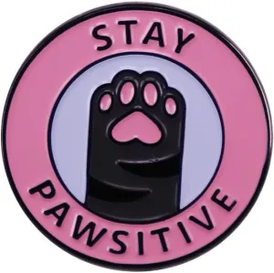 Stay pawsitive as stay positive Enamel Pin cartoon cat claw Enamel Lapel Pin brooch badge clothing backpack decoration