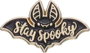 Stay Spooky Enamel Lapel Pin Bat Hero Animal Brooch Metal Badge Black Bat Clothing Accessory Corsage Collar Pin