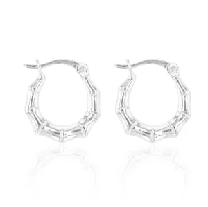 Sterling Silver 8.5mm Bamboo Hoop Earrings