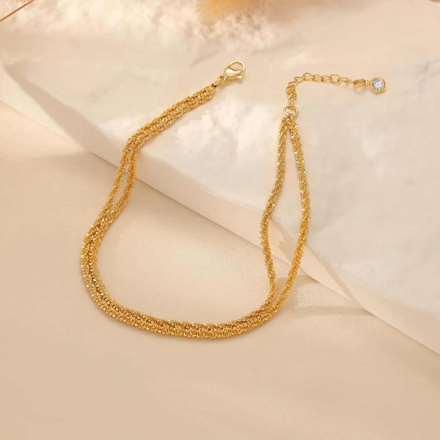Sterling Silver Ankle Bracelets for Women: Dainty Layered Waterproof Anklet for Women Adjustable Womens Anklet Set Stackable Figaro Beaded Cuban Link Anklets Beach Jewelry for Women