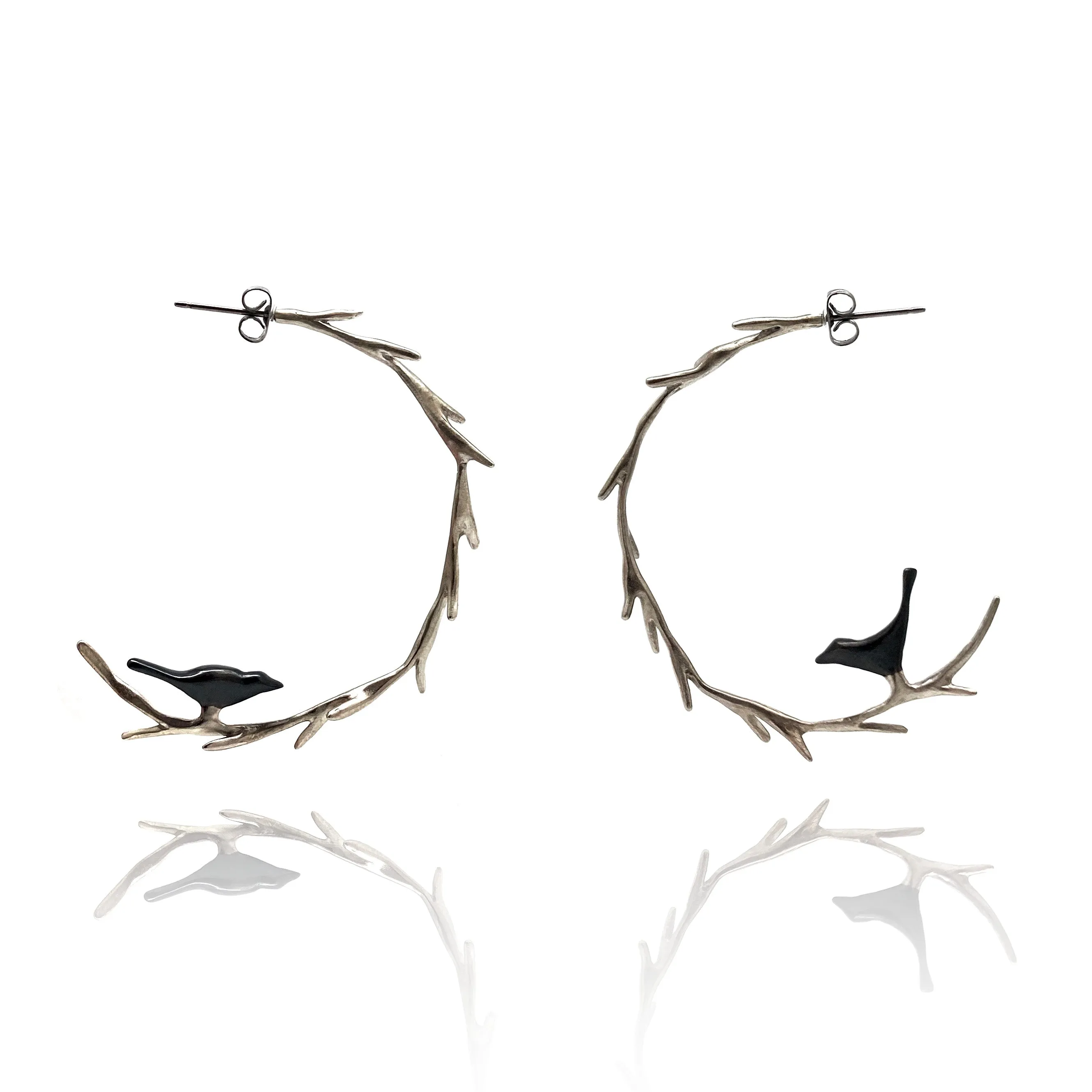 Sterling Silver Bird Hoops