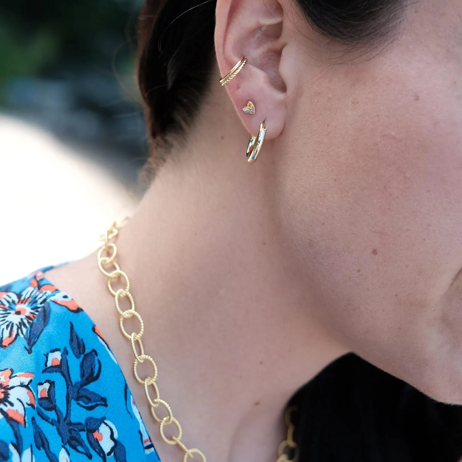 Sterling Silver Cubic Zirconia Ear Studs | Gold Stud Earrings with CZ | 18K Gold Plated Sterling Silver Earrings | Dainty Silver Three CZ Stud Earrings