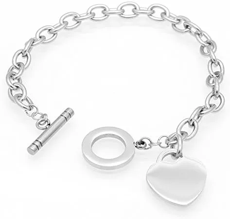 Sterling Silver Heart Charm Bracelet for Women and Teen Girls, Trendy Jewelry Gifts for Her, Anniversary and Birthday Gifts for Wife and Girlfriend, Mother's Day Gifts for Mom, Womens Day