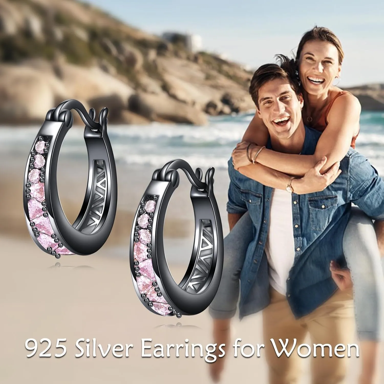 Sterling Silver Hoop Earrings Small Hoop Sun/Leaf/Triangle Huggie Earrings for Women Hypoallergenic
