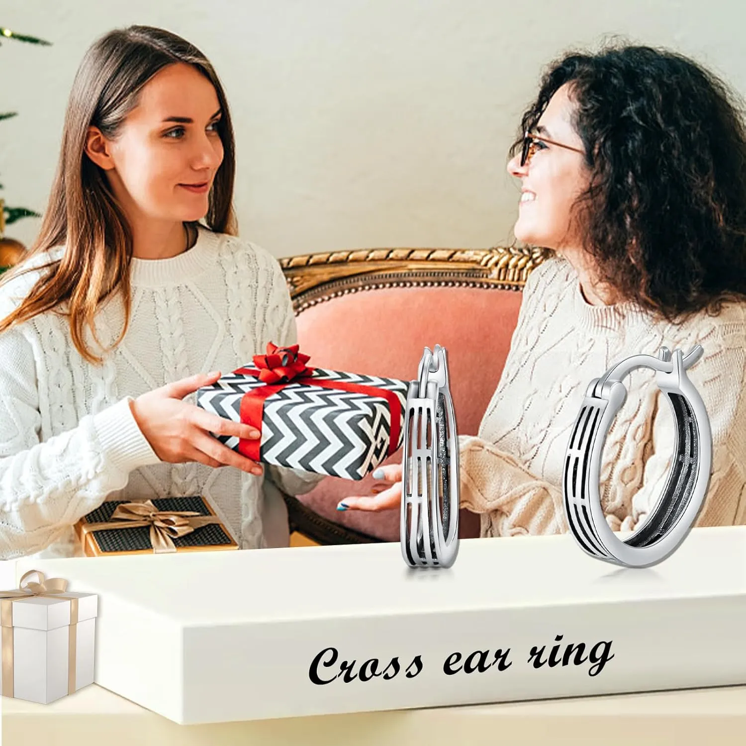 Sterling Silver Hoop Earrings Small Hoop Sun/Leaf/Triangle Huggie Earrings for Women Hypoallergenic