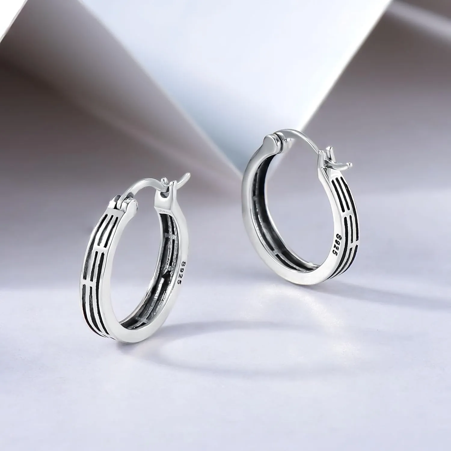 Sterling Silver Hoop Earrings Small Hoop Sun/Leaf/Triangle Huggie Earrings for Women Hypoallergenic