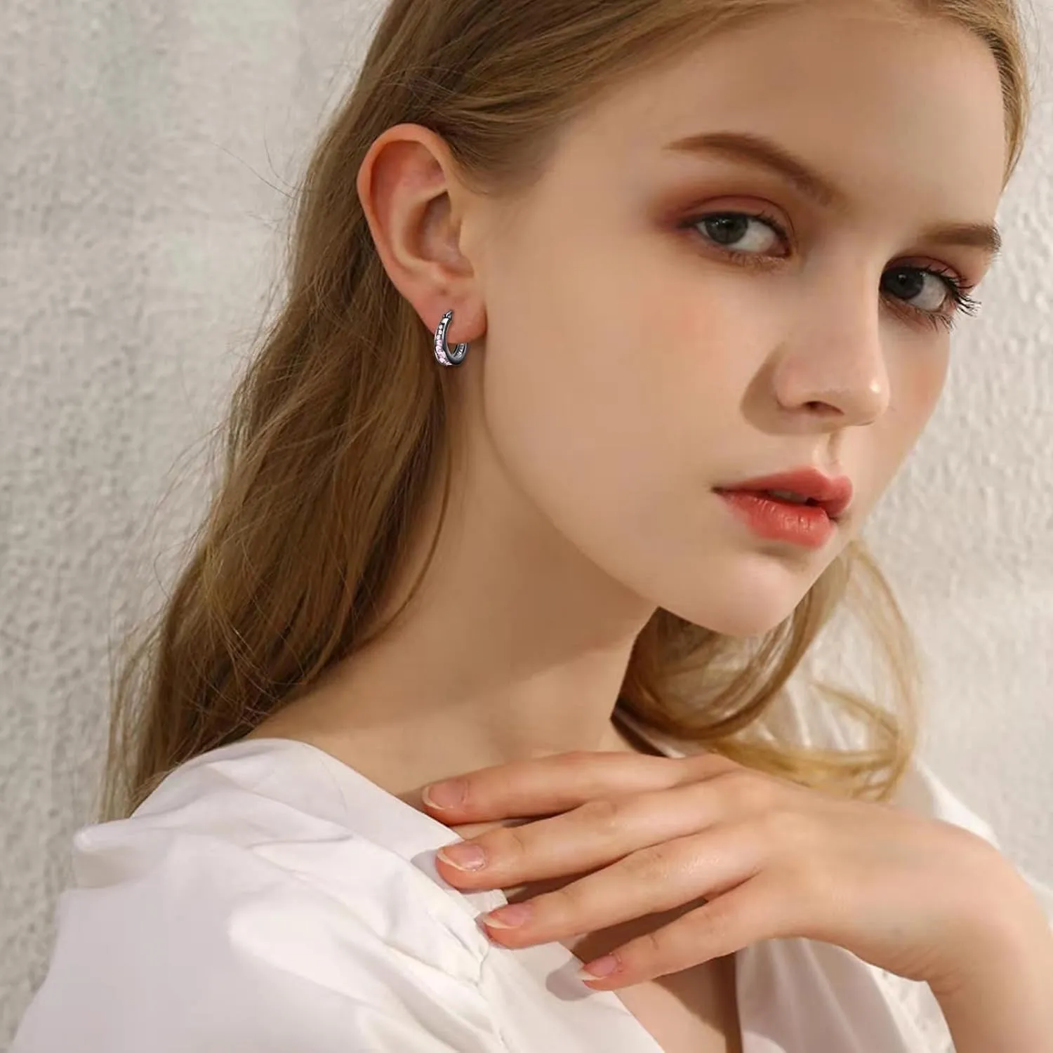 Sterling Silver Hoop Earrings Small Hoop Sun/Leaf/Triangle Huggie Earrings for Women Hypoallergenic