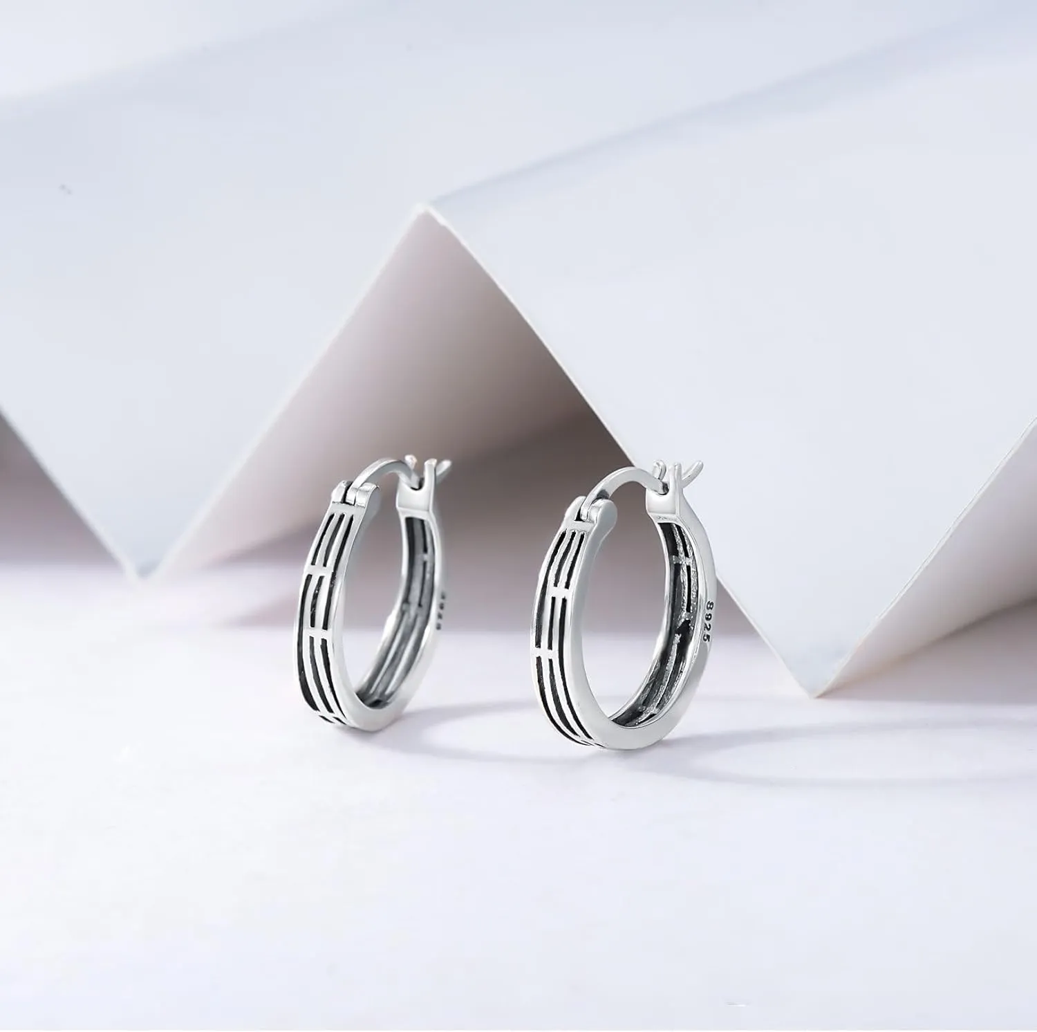 Sterling Silver Hoop Earrings Small Hoop Sun/Leaf/Triangle Huggie Earrings for Women Hypoallergenic