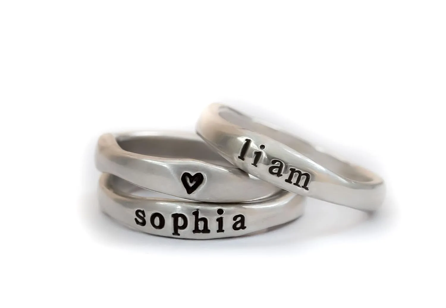 Sterling Silver Name Ring Engraved Stamped Birthday Gift for Mom, Personalized Gift