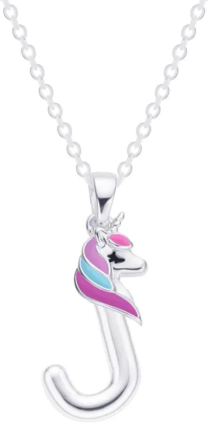 Sterling Silver Plated Bubble Initial Necklace for Lady Women,Unicorn Pendant Bubble Initial Neckalce for Lady