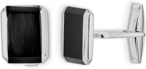 Sterling Silver Rectangle Black Onyx Cuff Links