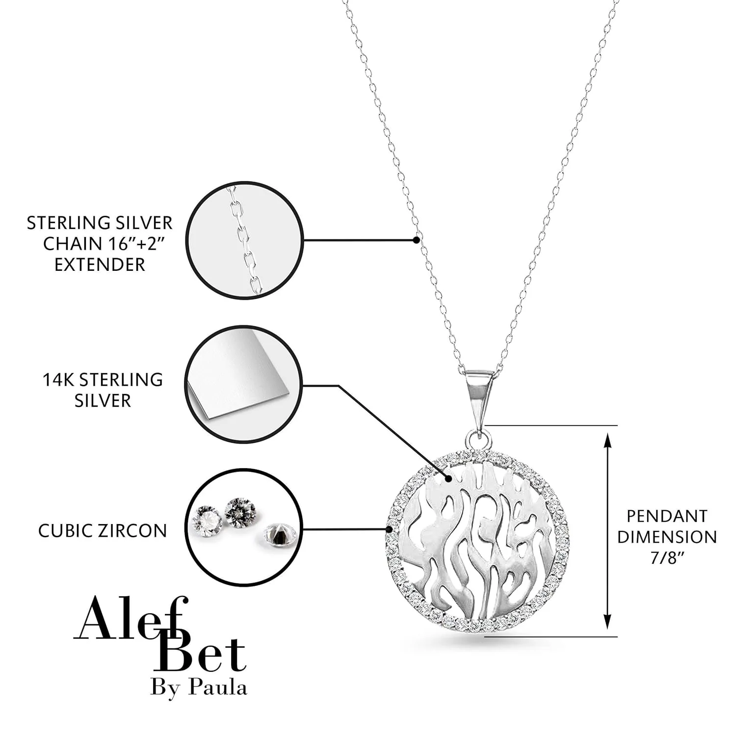 Sterling Silver Shema Israel Necklace for Women - Hebrew Prayer Pendant 'Hear O Israel'