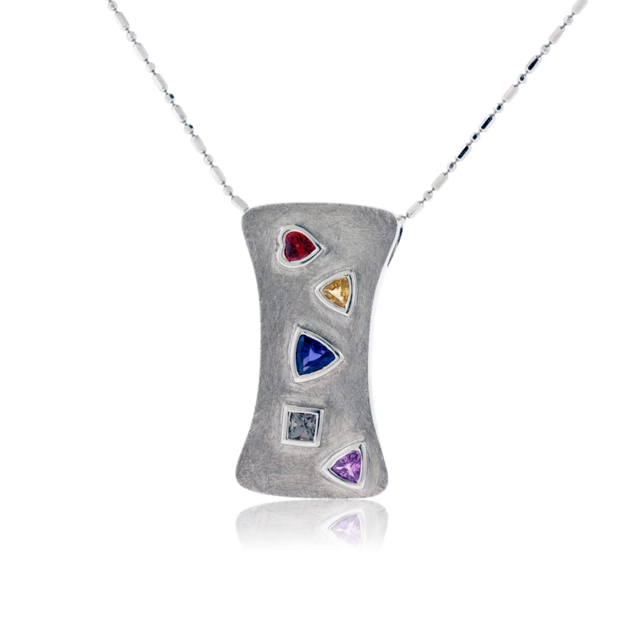 Stone Finish Silver Rainbow Sapphire Pendant