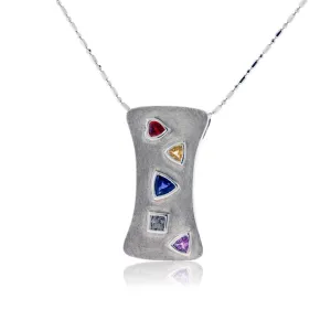 Stone Finish Silver Rainbow Sapphire Pendant