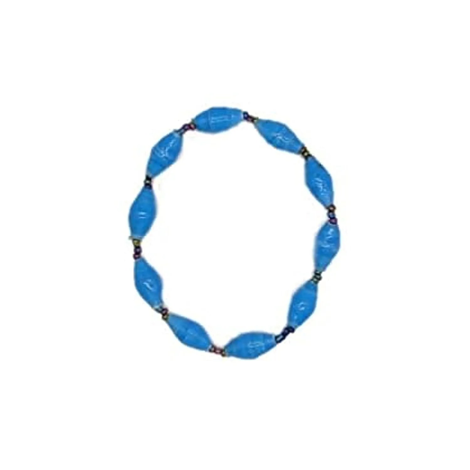 Stretch Bracelet - Turquoise Bead Bracelet - Recycled Paper Beaded Bracelet - Artisan Bracelet
