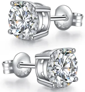 Stud Earrings For Women Cubic Zirconia Earrings Studs Sterling Silver Stud Earring For Women 5mm Sterling Silver CZ Studs Diamond Earring Men