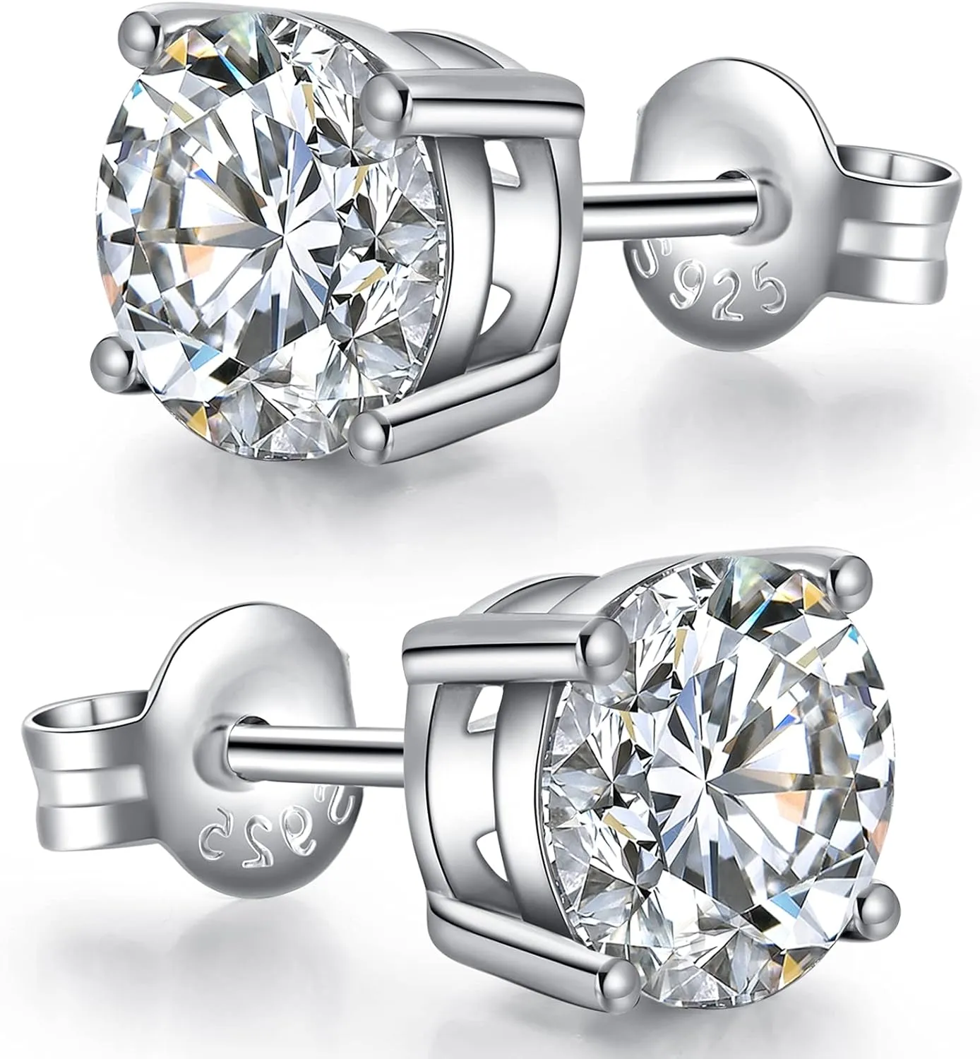 Stud Earrings For Women Cubic Zirconia Earrings Studs Sterling Silver Stud Earring For Women 5mm Sterling Silver CZ Studs Diamond Earring Men