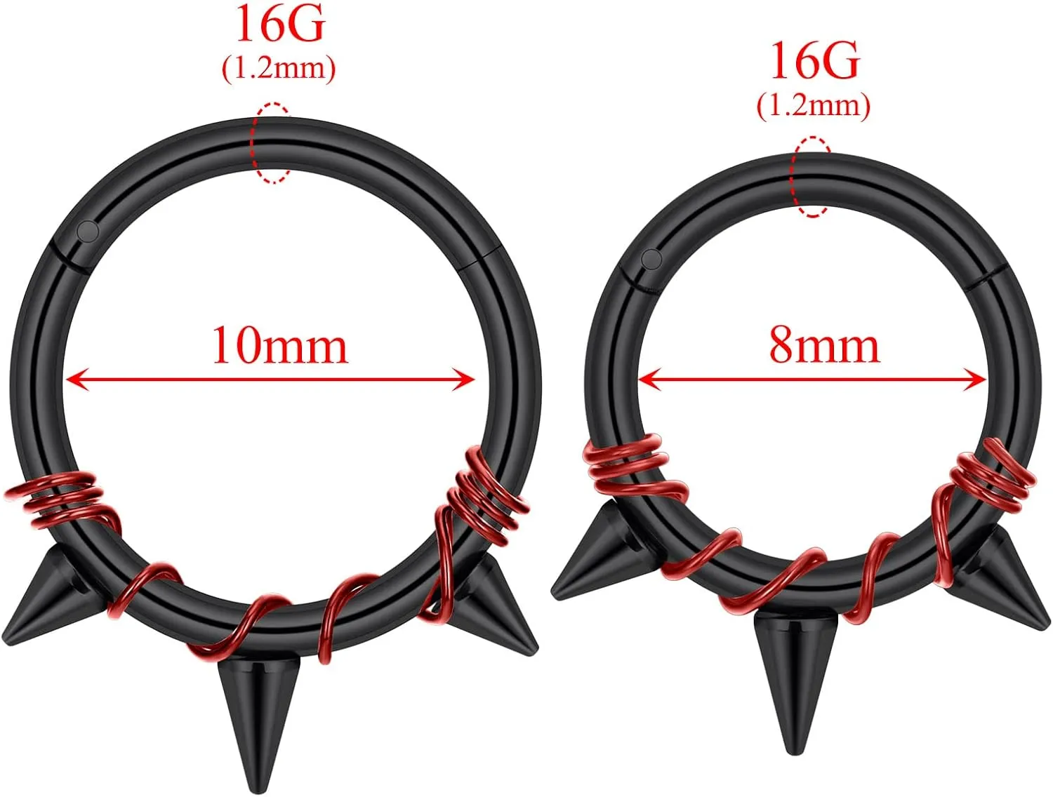Stuppendux 2PC Steel Colored Coil Septum Clicker Ring Nose Ring Hoop Sleeper Hoop Earring Helix Rook Conch Cartilage Daith Tragus Earrings Nose Piercing Jewelry for Women Men