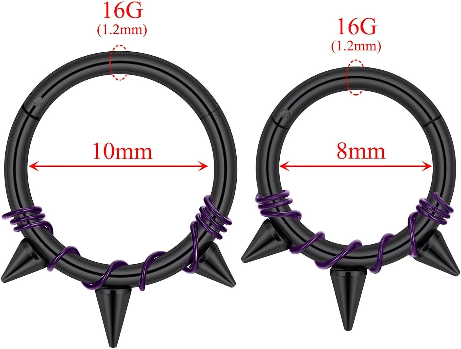 Stuppendux 2PC Steel Colored Coil Septum Clicker Ring Nose Ring Hoop Sleeper Hoop Earring Helix Rook Conch Cartilage Daith Tragus Earrings Nose Piercing Jewelry for Women Men