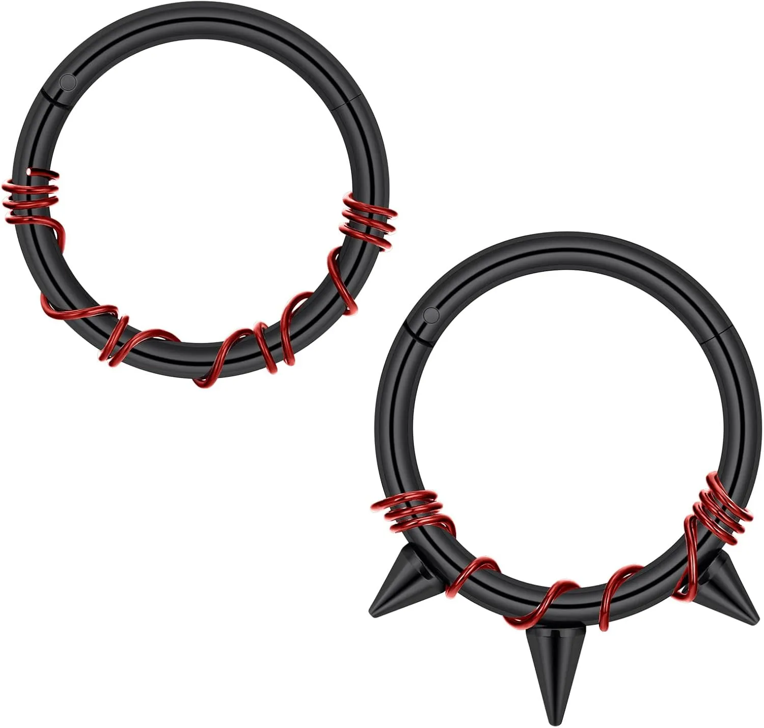 Stuppendux 2PC Steel Colored Coil Septum Clicker Ring Nose Ring Hoop Sleeper Hoop Earring Helix Rook Conch Cartilage Daith Tragus Earrings Nose Piercing Jewelry for Women Men