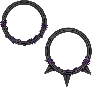 Stuppendux 2PC Steel Colored Coil Septum Clicker Ring Nose Ring Hoop Sleeper Hoop Earring Helix Rook Conch Cartilage Daith Tragus Earrings Nose Piercing Jewelry for Women Men