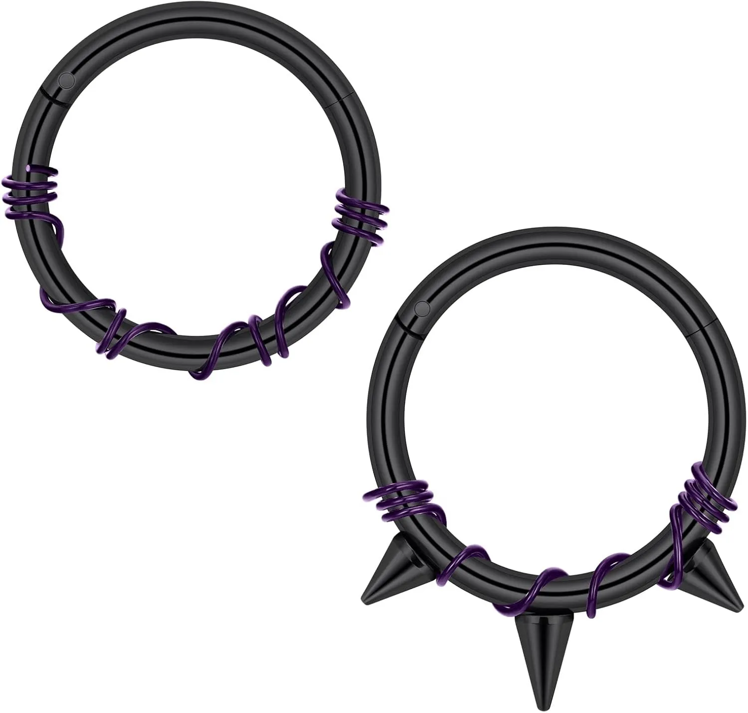 Stuppendux 2PC Steel Colored Coil Septum Clicker Ring Nose Ring Hoop Sleeper Hoop Earring Helix Rook Conch Cartilage Daith Tragus Earrings Nose Piercing Jewelry for Women Men