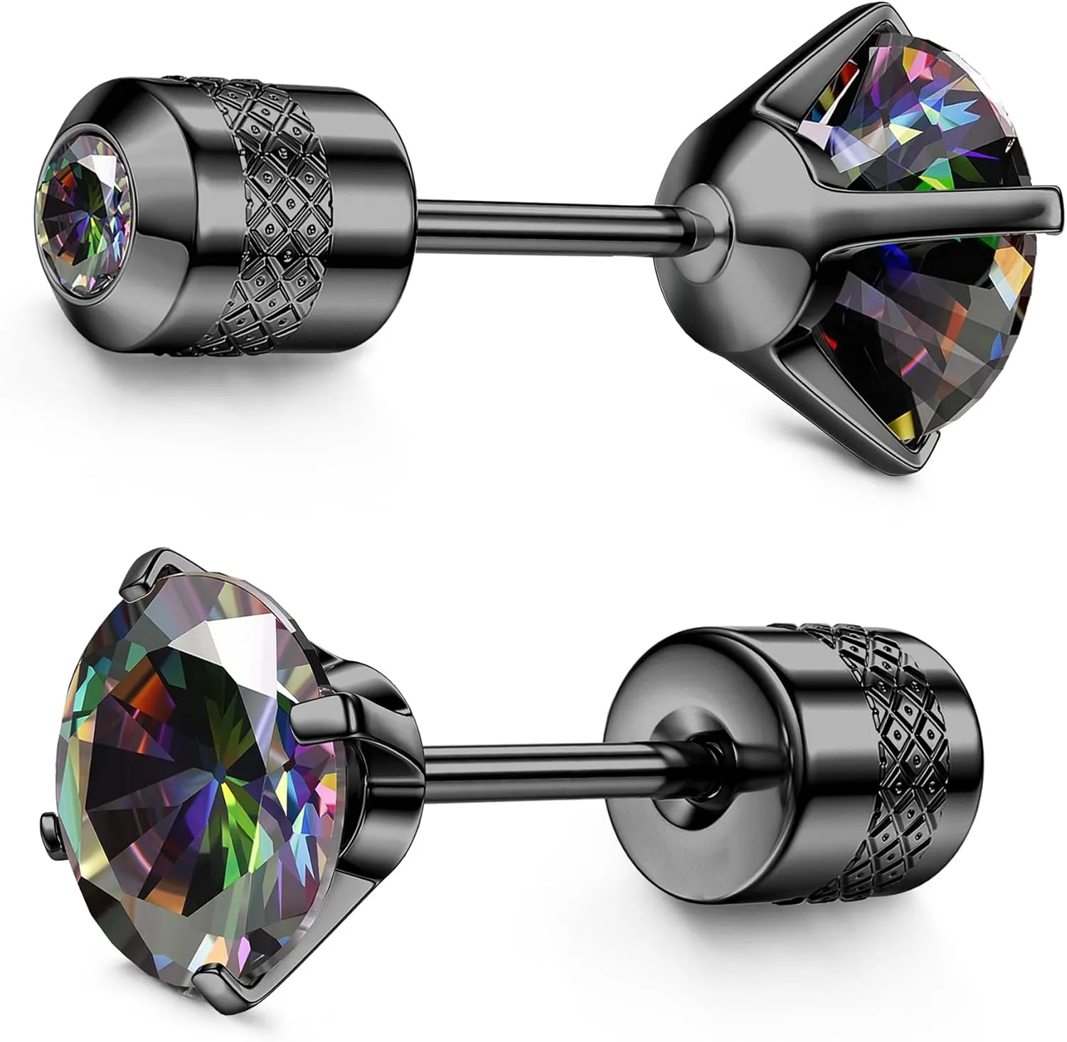 Subiceto Hypoallergenic G23 Implant Grade Titanium Screw Back Earrings 20G Pure Titanium Post for Sensitive Ears 5A Cubic Zirconia Titanium Earring Studs for Women Men Double Side Earrings Piercing Sleeper Studs Jewelry