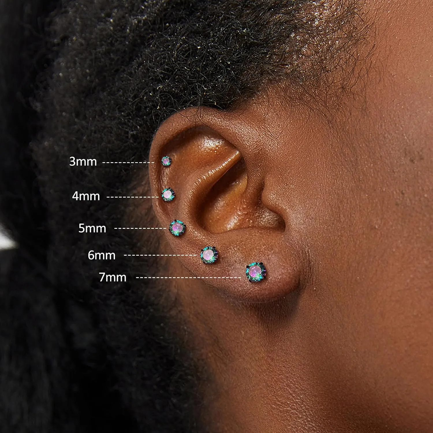 Subiceto Hypoallergenic G23 Implant Grade Titanium Screw Back Earrings 20G Pure Titanium Post for Sensitive Ears 5A Cubic Zirconia Titanium Earring Studs for Women Men Double Side Earrings Piercing Sleeper Studs Jewelry
