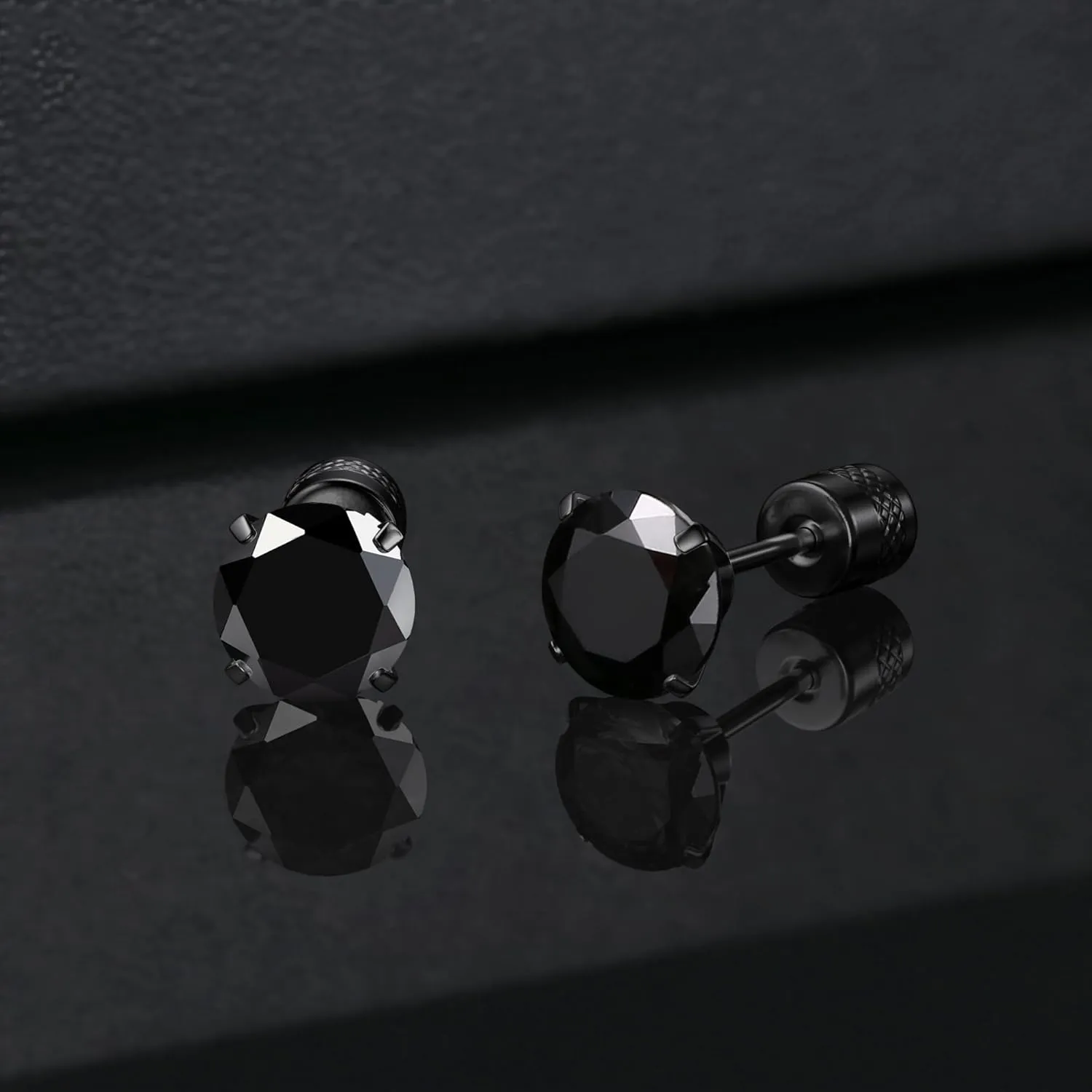 Subiceto Hypoallergenic G23 Implant Grade Titanium Screw Back Earrings 20G Pure Titanium Post for Sensitive Ears 5A Cubic Zirconia Titanium Earring Studs for Women Men Double Side Earrings Piercing Sleeper Studs Jewelry