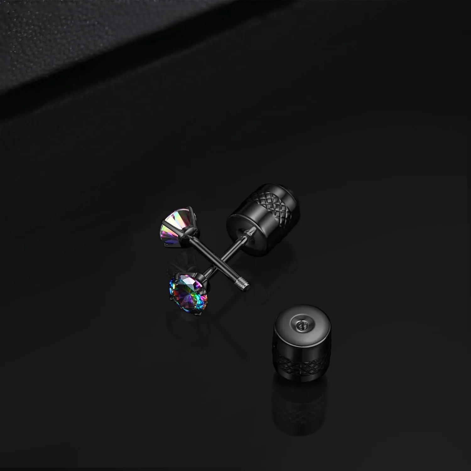 Subiceto Hypoallergenic G23 Implant Grade Titanium Screw Back Earrings 20G Pure Titanium Post for Sensitive Ears 5A Cubic Zirconia Titanium Earring Studs for Women Men Double Side Earrings Piercing Sleeper Studs Jewelry