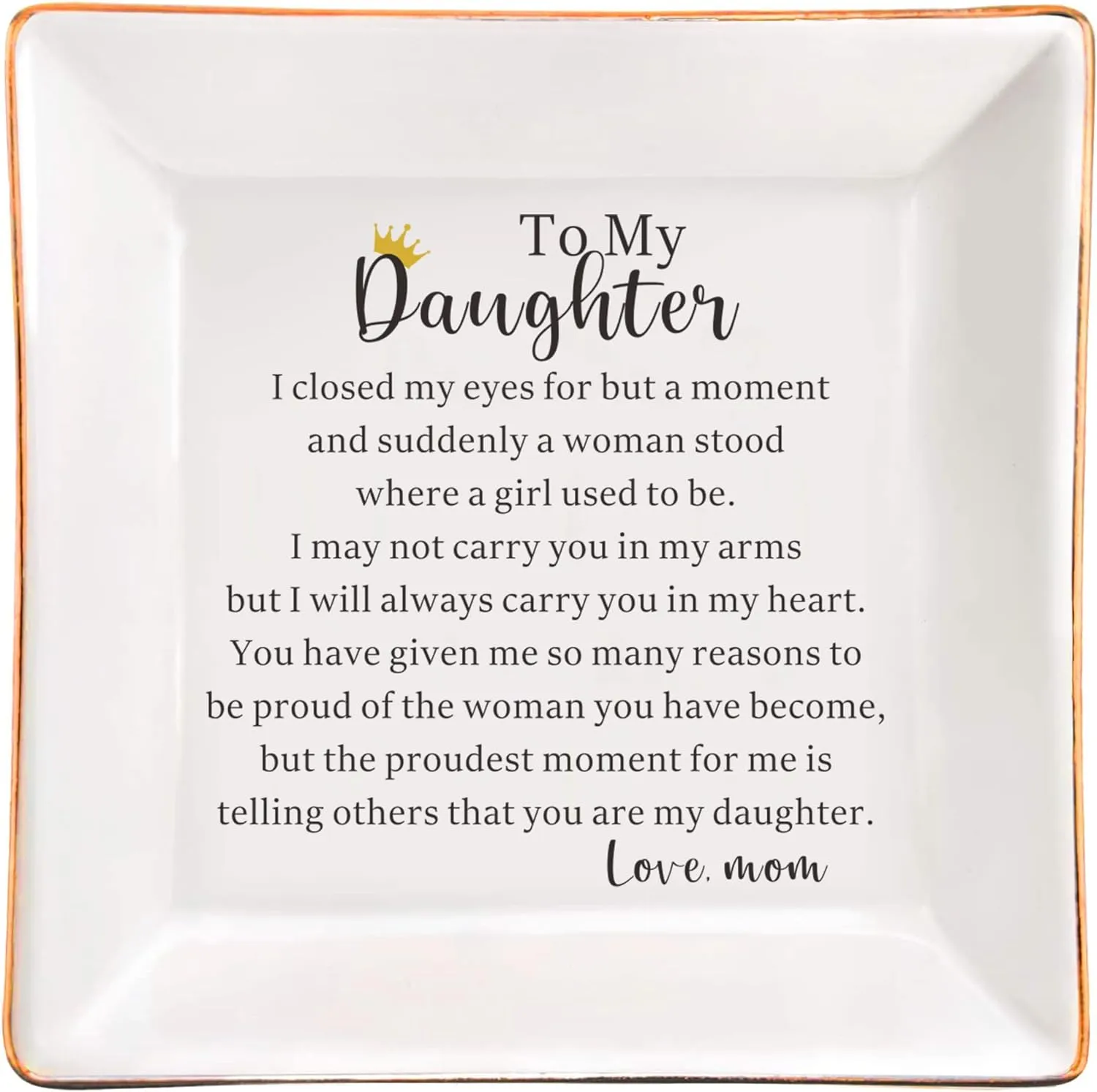 SUNBMO Gifts for Daughter Ring Trinket Dish from Mother, Daughter Adult Gift for Graduation, Birthday, Christmas, Wedding, Valentine's Day, To My Daughter Ceramic Jewelry Trinket Dish