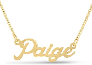 SuperJeweler Custom Name Necklace for Women, Personalized Silver & Gold Tone Name Plate Pendant, Customizable Name Necklace, 18-Inch Chain, Available in All Names (Gold, Paige), Personalized Jewelry Gift