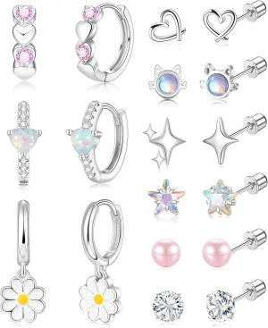 Surgical Stainless Steel Earrings for Girls Women Hypoallergenic Screw Back Earrings for Kids Jewelry Sensitive Ears