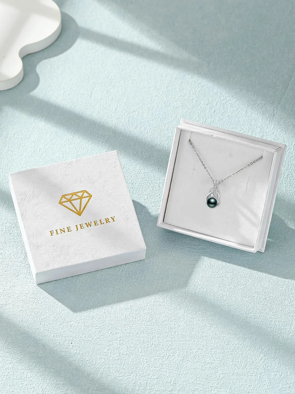 Tahitian Black Animal Necklace For Women 925 Sterling Silver Black Preal Pendant Animal Jewelry Gift For Wife Mom Girlfriend Christmas, Valentine's Day, Mother's Day Gift Jewelry