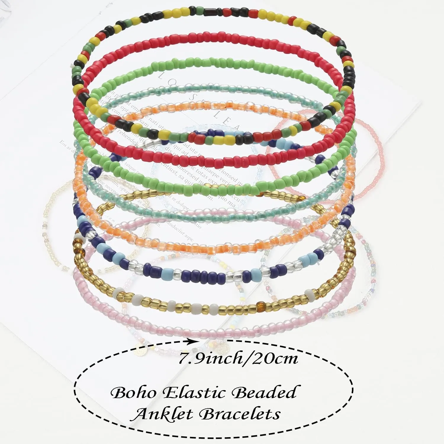 Taouzi Beaded Anklets for Women Handmade Boho Beaded Ankle Bracelets Colorful Beads Foot Anklets for Women