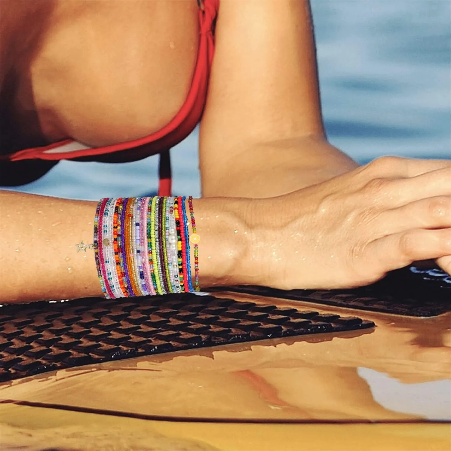 Taouzi Beaded Anklets for Women Handmade Boho Beaded Ankle Bracelets Colorful Beads Foot Anklets for Women