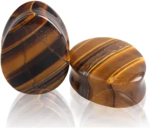Teardrop Tiger Eye Ear Gauges Plugs Tunnels Expanders Natural Stone Double Flared Earrings Piercing Jewelry (7/8"(22mm))