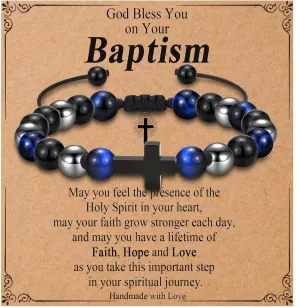 Teen Boy Gifts Cross Bracelet First Communion Baptism Confirmation Gifts for Boys Christian Jejus Jewelry for Teenage Easter Stuffers