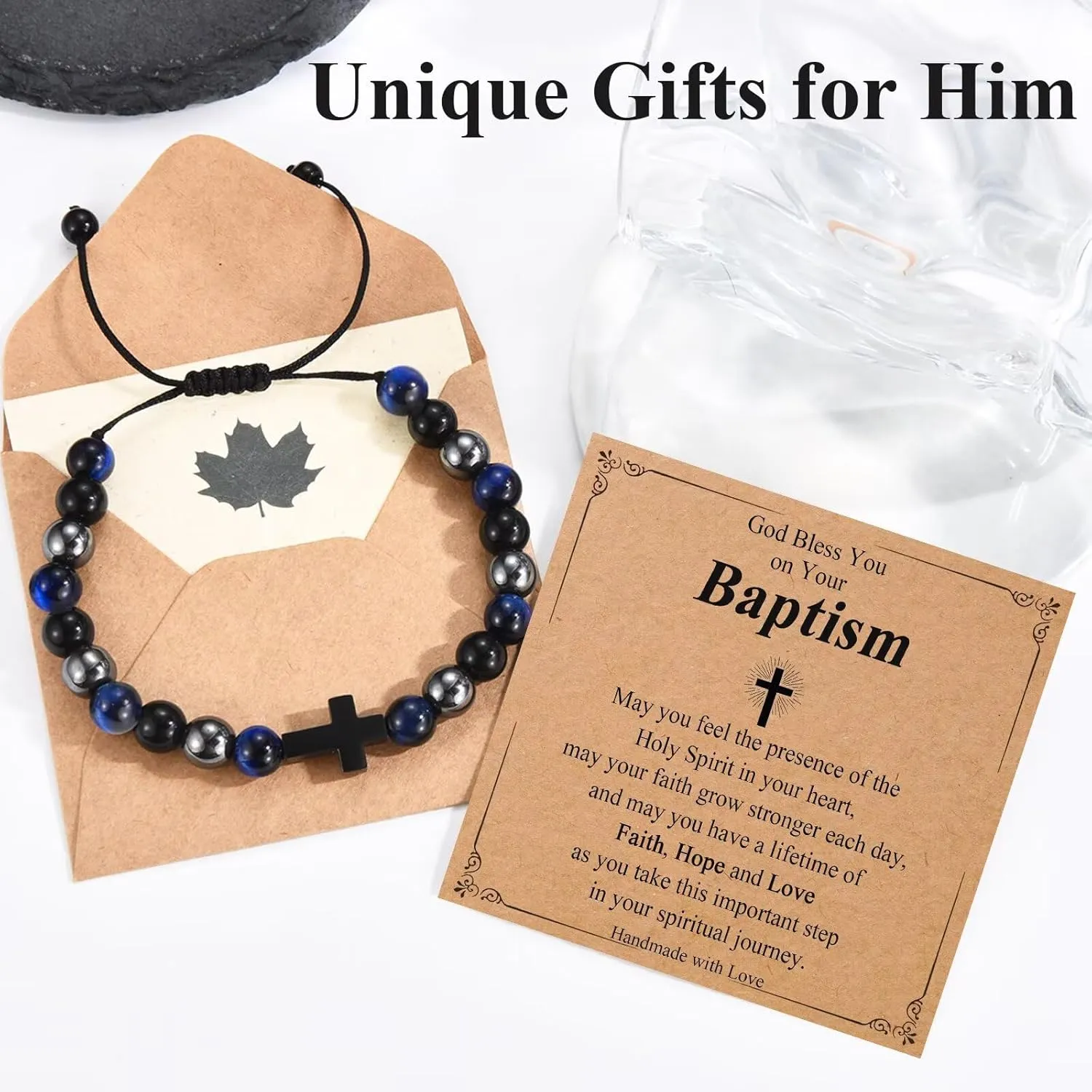 Teen Boy Gifts Cross Bracelet First Communion Baptism Confirmation Gifts for Boys Christian Jejus Jewelry for Teenage Easter Stuffers