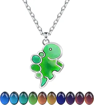 Temperature Sensing Color Changing Pendant Necklace Love Heart Butterfly Lucky Turtle Moon Star Mood Dinosaur Necklace for Women Men Teens Friend Couples Gift